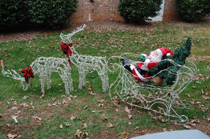 Santa & Deer Yard Art