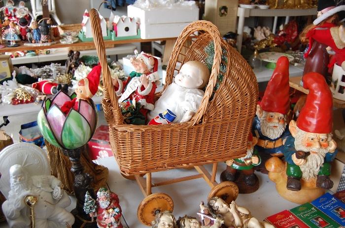 Wicker Baby Buggy, that includes a doll