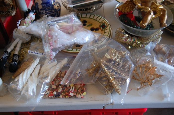 Christmas Ornaments galore, some I bagged up for savings