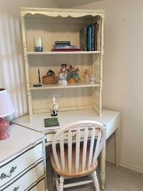 French  provincial corner desk with bookcase hutch 