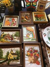 Retro 70s needle point framed collection