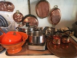 Copper pot tray and mold collection