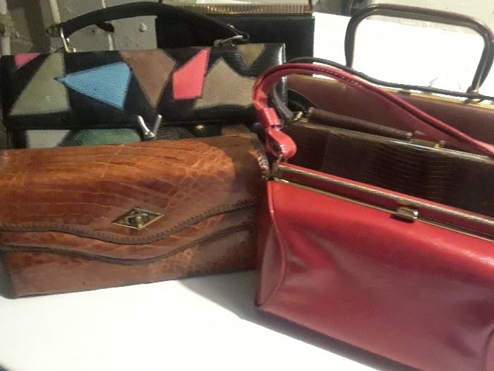 Some of the PURSES including an alligator skin.