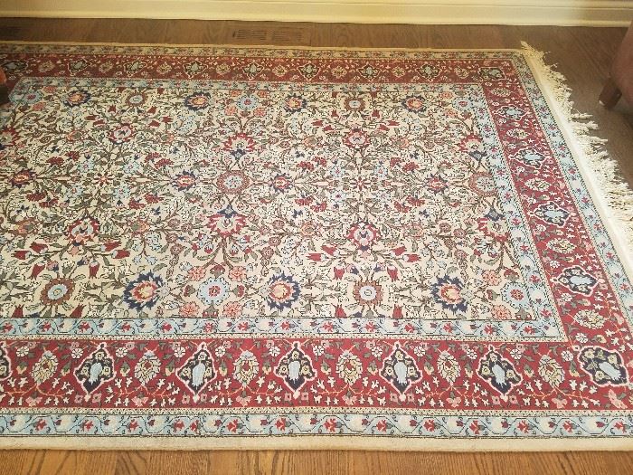 Light blue and red Turkish rug      5x7