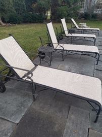 Outdoor Pool Lounge Chairs with Two Side Tables