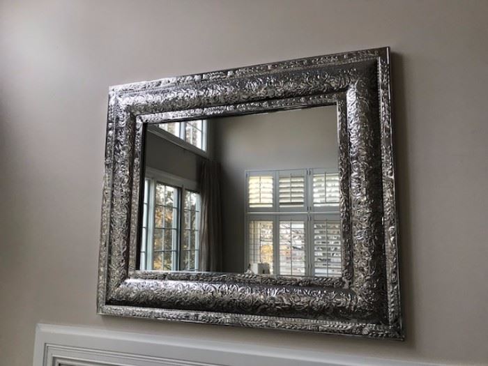  Silver Metal Stamped Mirror... 42" x 51" $200