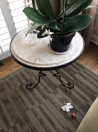 Round Side Table with Stone Top $75
