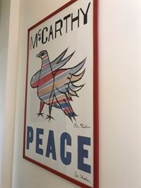 Hand Signed Eugene McCarthy Peace Poster..$350