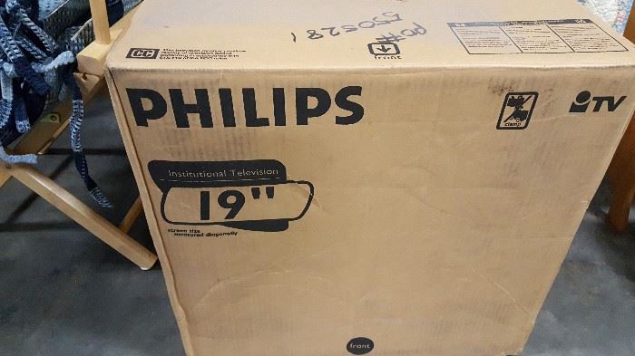 Lol new in box 19" Phillips TV. Great for kids that like to game. We are still laughing...