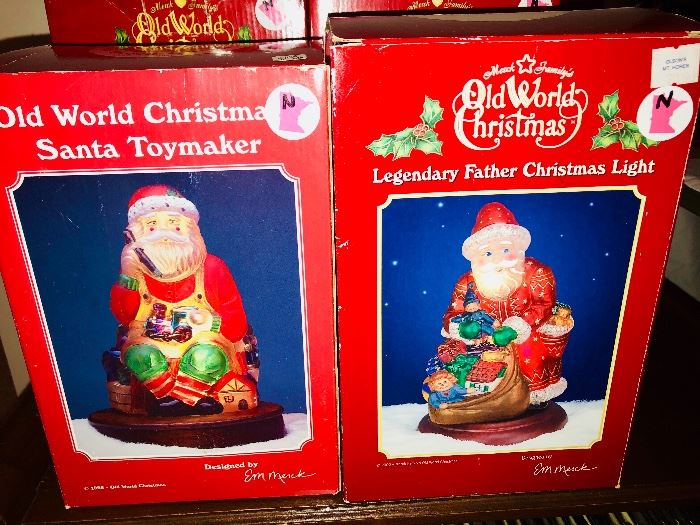 OldWorld Christmas Santa Toymaker and Old World Christmas Legendary Father Christmas Light
