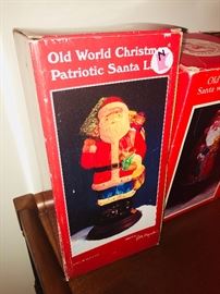 Old World Christmas Patriotic Santa Light
