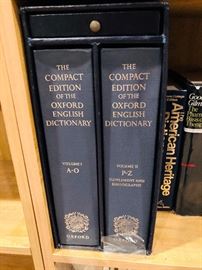 The Compact Edition of the Oxford English Dictionary two-book set.