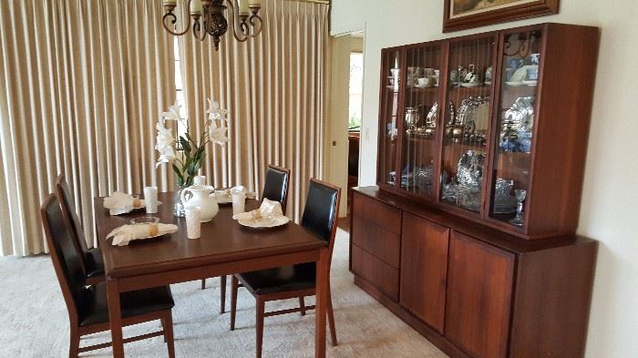 dillingham mid century modern dining table and china hutch
