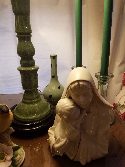 many religious figurines and items, Catholic, Virgin Mary, a few rosaries. hundreds of Catholic books