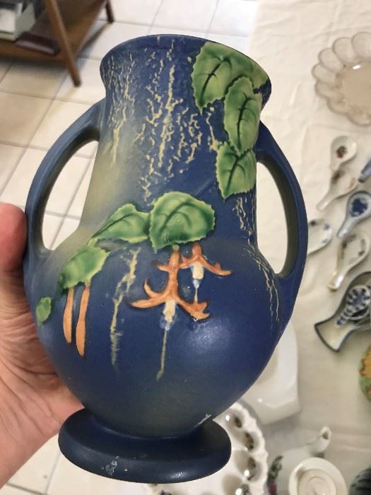 Rare Blue Roseville Fuchsia Vase 898-8