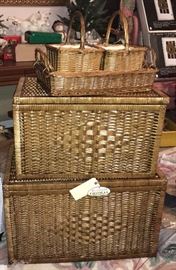 Rattan trunks and baskets