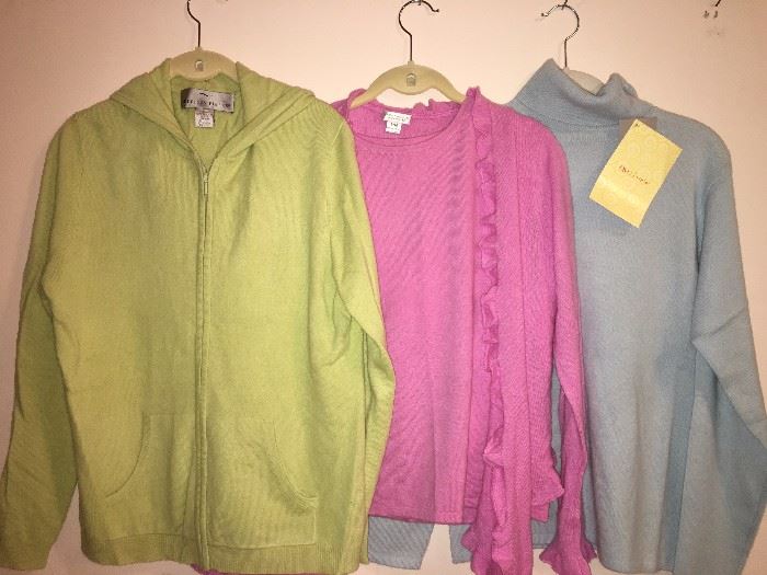 Cashmere sweater hoodie, sweater set, and turtleneck