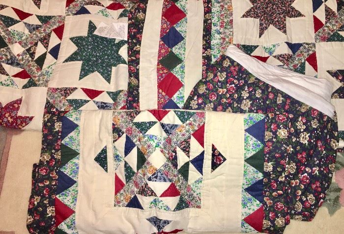 Patchwork star king quilt with shams