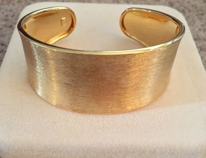 Sterling silver and 14K gold plated cuff bracelet 