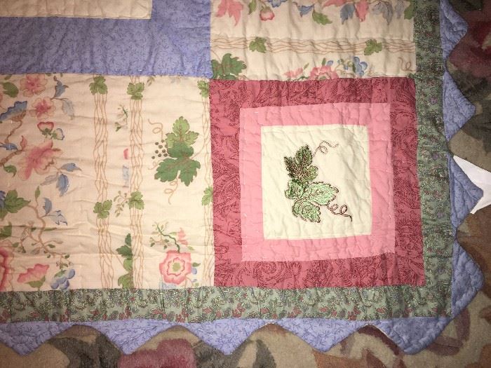 applique detail on reversible king quilt, previous two photos