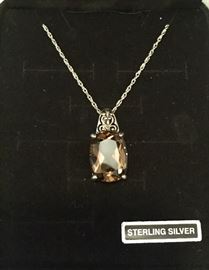 Sterling silver and brown zircon necklace 