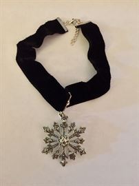 Sterling silver and marcasite  snowflake choker 