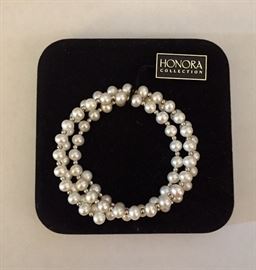 Honora pearl and sterling silver bead bracelet/necklace 