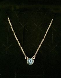 14K gold and aquamarine necklace 