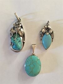 Turquoise and sterling silver pendants 