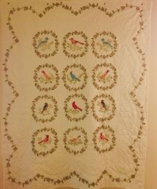 Bird cross-stitch throw quilt