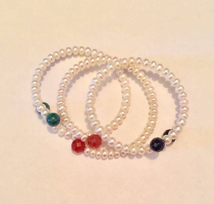 Fresh water pearl and crystal bracelet set 