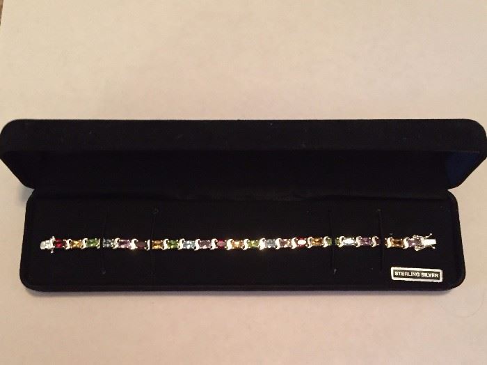 Sterling silver and gemstone bracelet 