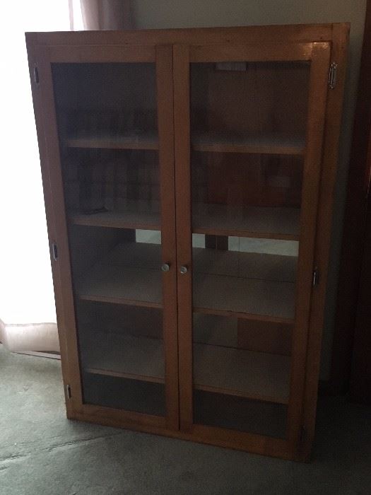 Wood Display Case with Glass Doors!