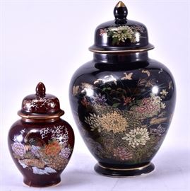 Lot 16: Two Floral Decorated Oriental Ginger Jars