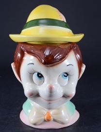 Lot 40: Smiling Pinocchio Cookie Jar w/Tyrolean Hat