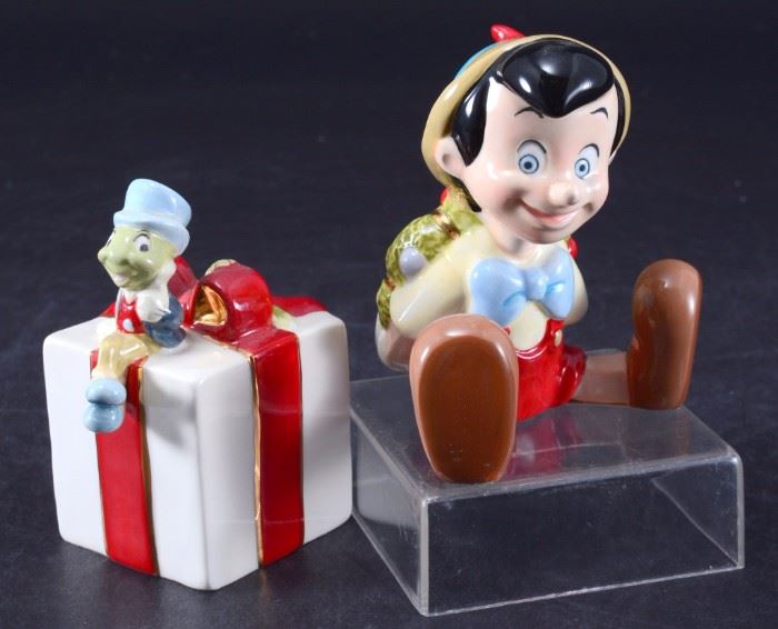 Lot 48: Disney Ceramic Pinocchio Salt and Pepper Shakers