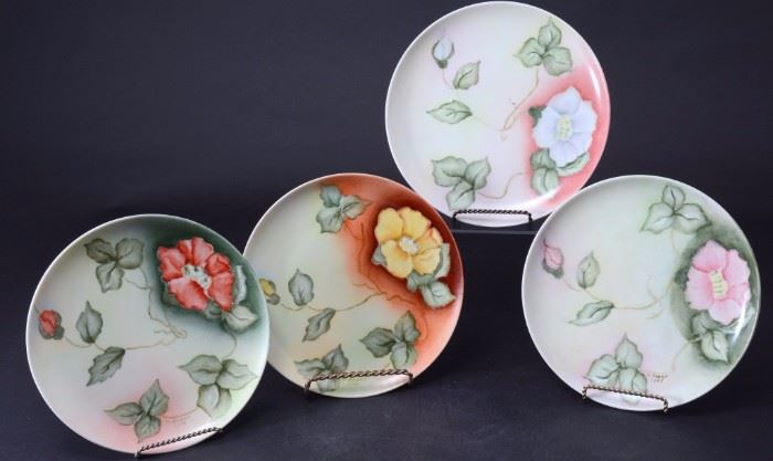 Lot 54: Four Signed Hand Painted Floral Plates