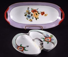 Lot 64: Floral Noritake Relish Dish & Bavarian Celery Dish