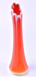 Lot 91: Orange Stretch Vase w/Cream Trim
