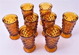 Lot 85: 8 Amber Indiana Whitehall Iced Tea Glasses