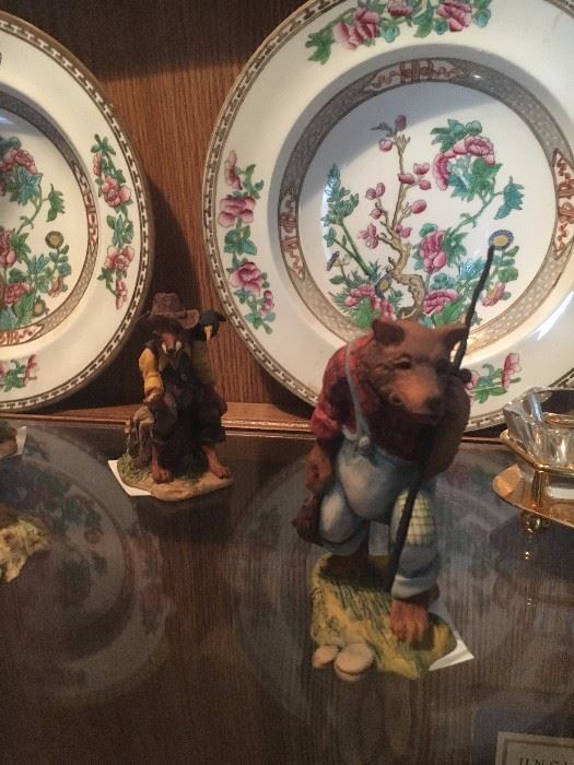 Uncle Remus Brer Bear, wolf, fox, etc. Famile Rose plates