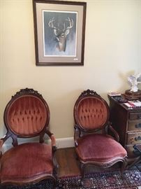 Pair Victorian Mother/Father chairs