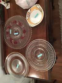 Large crystal platters; Candlewick, Dela Robia, etc