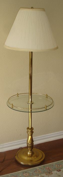 Brass floor lamp with glass tray