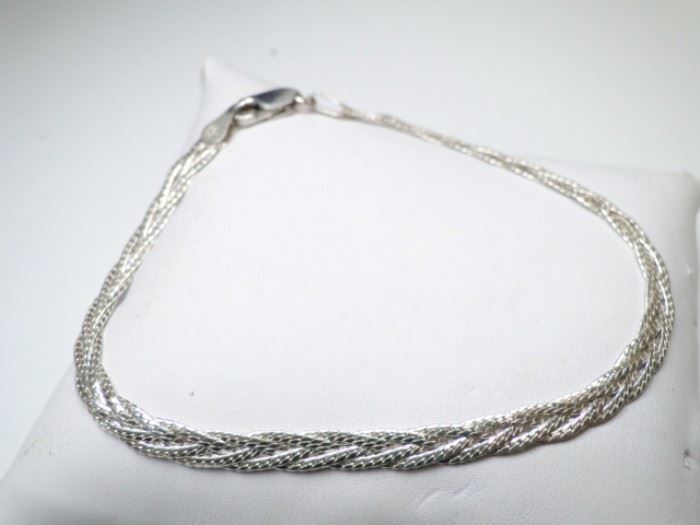 925 Silver Braided Triple Strand Bracelet
