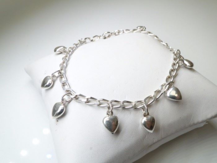 925 Silver Heart Charm Bracelet