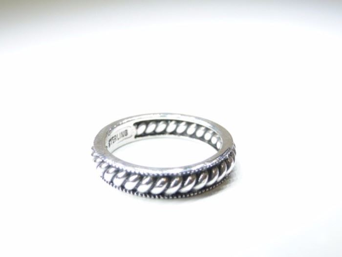 925 Silver Twisted Rope Accented Ring