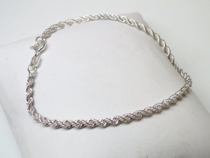 925 Silver Twisted Rope Bracelet