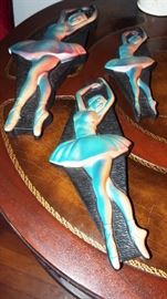 Vintage Chalkware Ballerina set of 3
