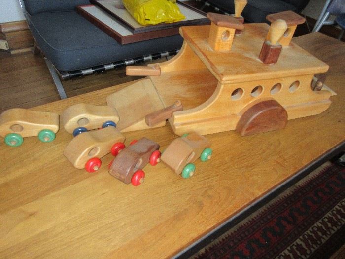 Wooden Ferry with lots of other wooden toys